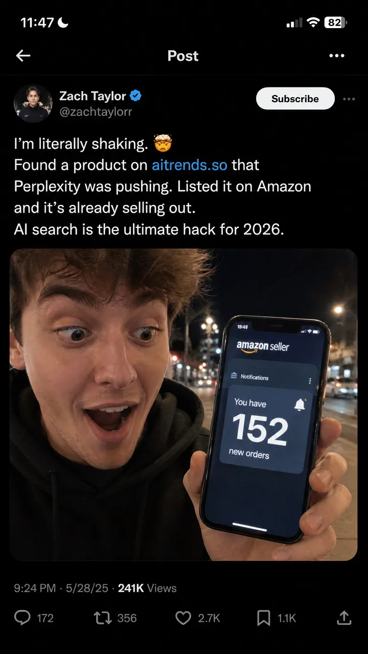 Illustrative example — an Amazon seller results screenshot