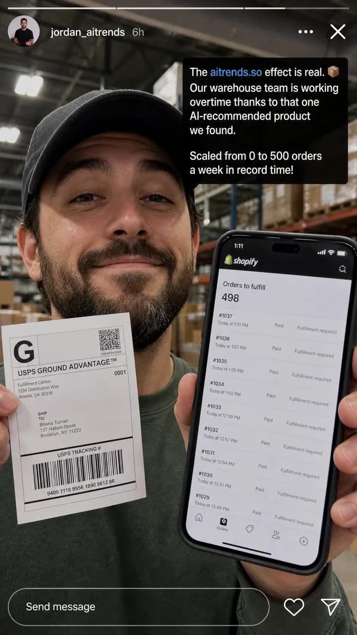 Illustrative example — a Shopify store performance screenshot