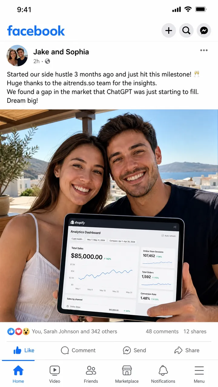 Illustrative example — a Shopify best-day sales screenshot